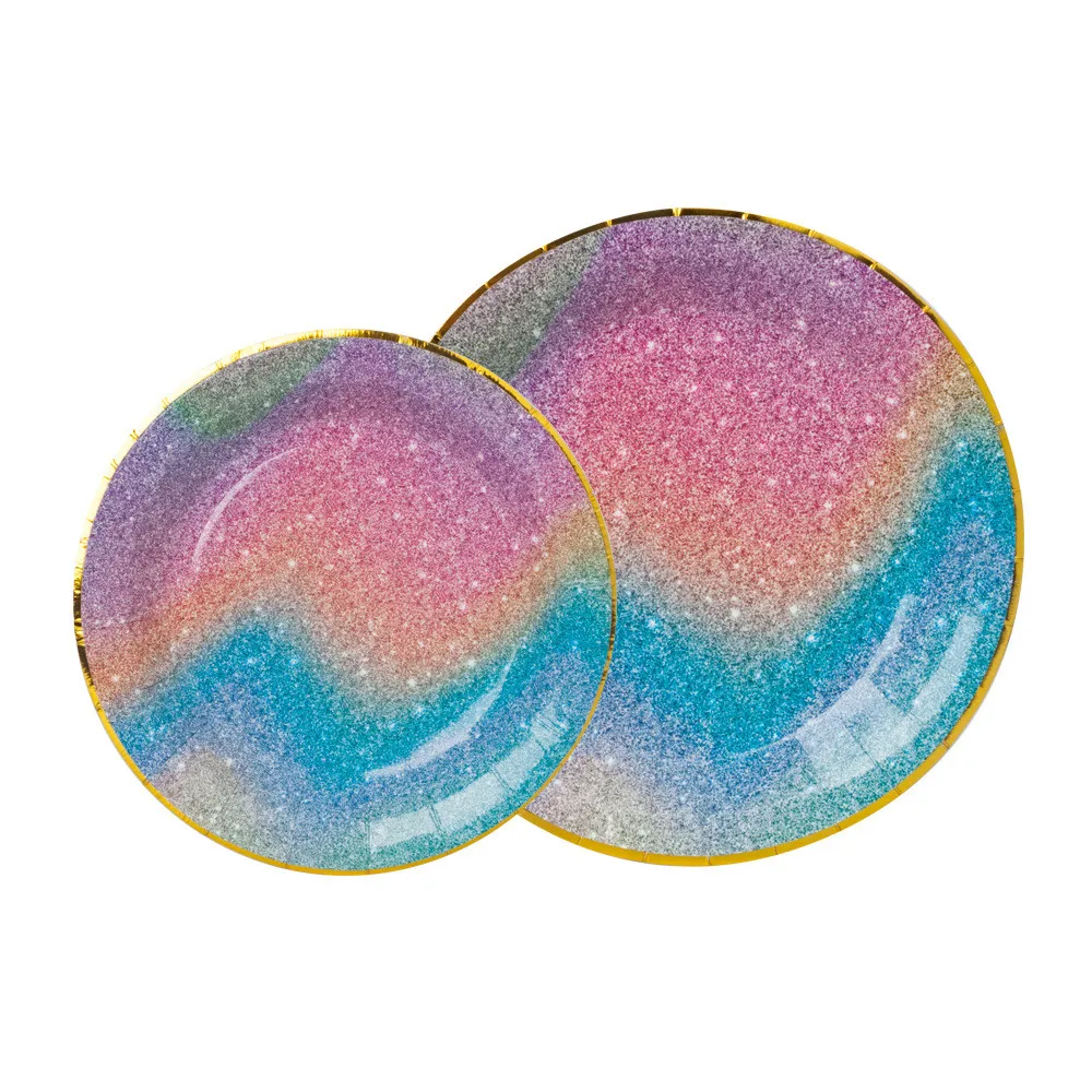 Набор для вечеринки Starry Sky Birthday Party Disposable Dinner Plate Set Blue Pink Magic Starlight Galaxy Bronzing Paper Festival Tableware zx01.