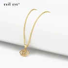 Женское Ожерелье с кулоном из циркона EVIL EYE, длинное ожерелье-цепочка золотого и медного цвета, BE83