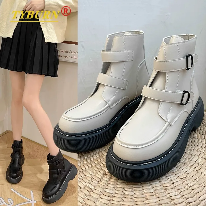 

Women's Martin Boots Comfortable Thick-soled Lolita Women's Shoes Fashion Winter 2022 New Short Boots Retro White Hasp Boots