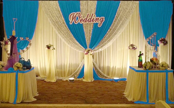 3 × 6 м Роскошная голубая шелковая драпировка для свадебного