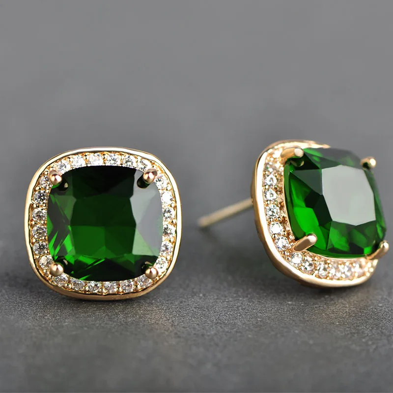 MECHOSEN Luxury Zirconia Square Stud Earrings Royal Blue Rhinestone Max Brincos Grandes For Personality Women Aretes Jewelry | Украшения и