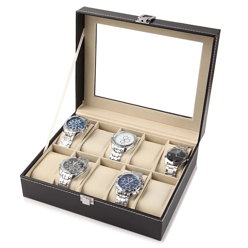

2/6/10/12 Slots PU Leather Watch Storage Box Organizer New Mechanical Mens Watch Display Holder Cases Jewelry Gift Boxes Case
