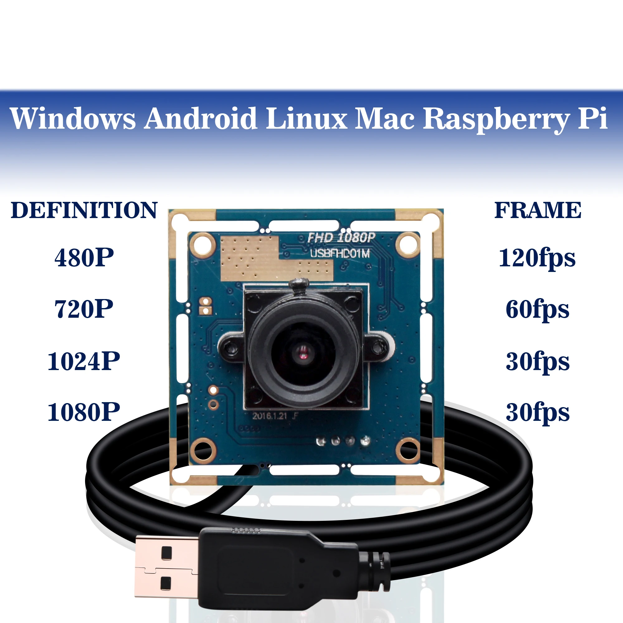 Модуль камеры cmos OV2710 1080p hd MJPEG30/ 60/120fps usb с объективом 6 мм для видеоконференции|android