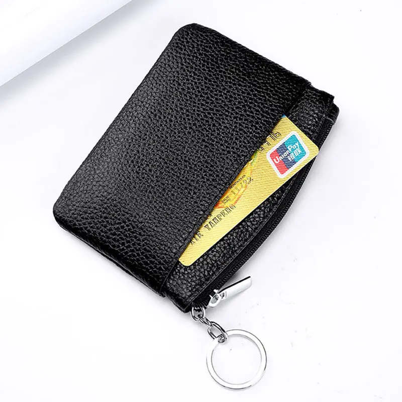 

Держатель для карт из натуральной кожи для женщин, мужчин, женщин, маленький кошелек из искусственной кожи, сумка на молнии, мягкий короткий ...