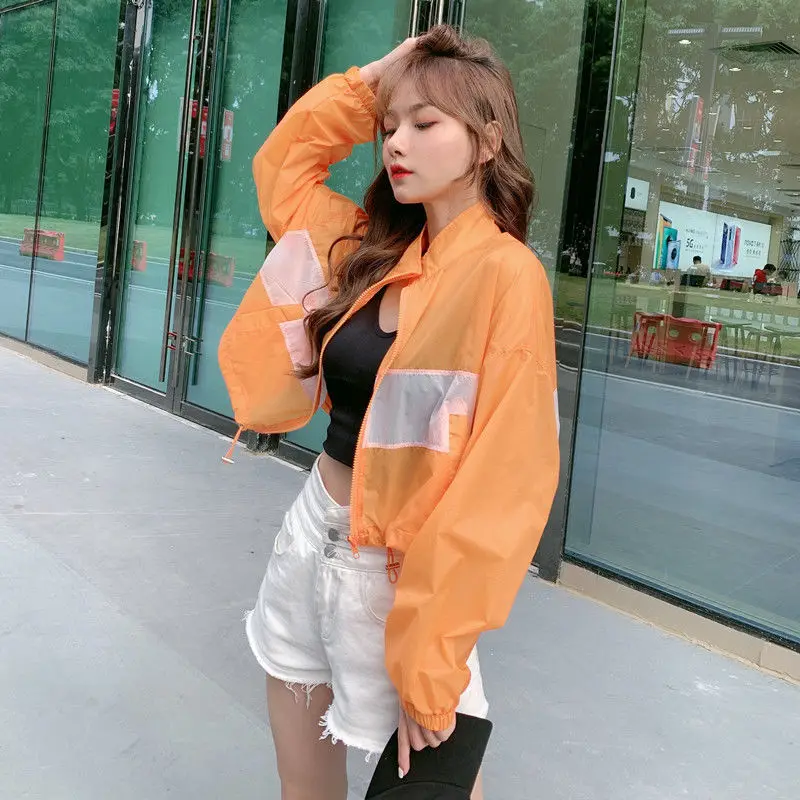 

Sun Protection Clothing Thin Jacket Women 2021 New Spring Summer All-match Short Purple Loose Long Sleeve Plus Size Tops Y223