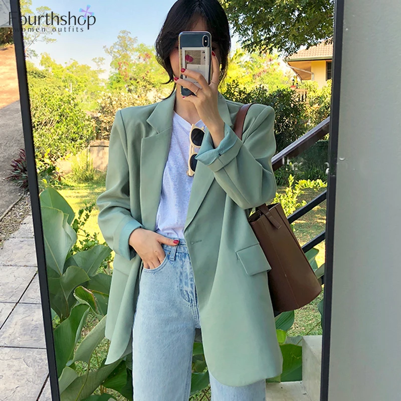 Женский винтажный блейзер в Корейском стиле Офисная Женская одежда Свободное