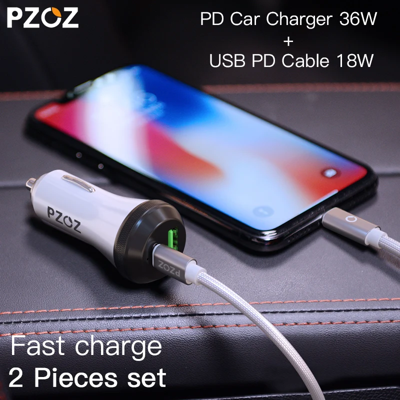 PZOZ PD автомобильное зарядное устройство 18 Вт 36 Вт двойной USB зарядный телефон адаптер для автомобиля Быстрая зарядка 3,0 для iPhone X 8 Plus samsung Xiaomi автомобильное зарядное устройство