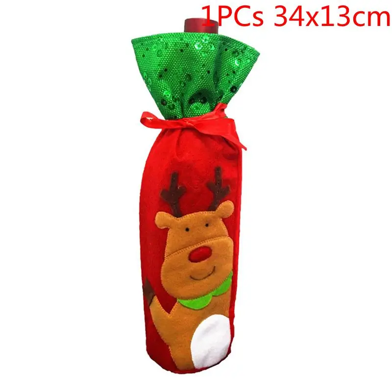 p 1PC Рождественская Крышка для бутылки вина рождественские украшения для дома Санта-Клаус Снеговик Navidad рождественские вечерние настольные Декорации для вечеринок - Цвет: p 1PC