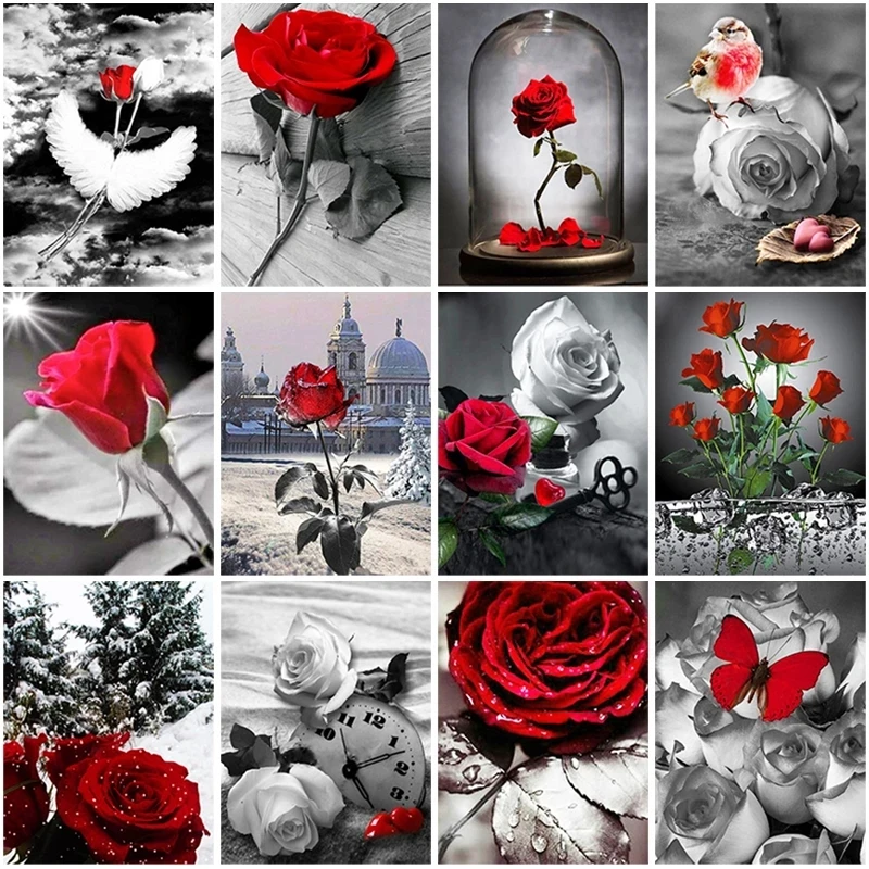

5D Landscape Diamond Painting Rose Flower Diamond Embroidery Full Square Round Mosaic Sale Picture of Rhinestone Home Decor Gift