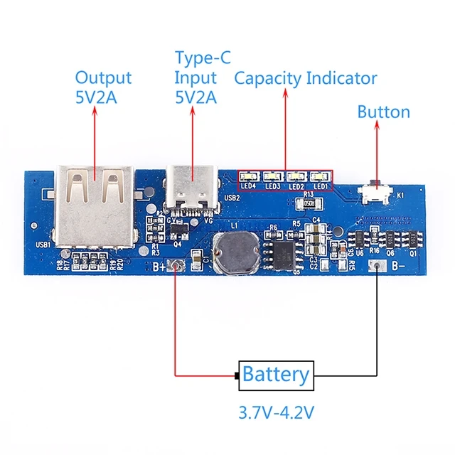 A7- зарядная плата для литиевых аккумуляторов DIY Kit модуль 3,7 в до 5 В 2A type-C USB зарядное устройство Dis зарядное устройство модуль универсальный type-c мобильный