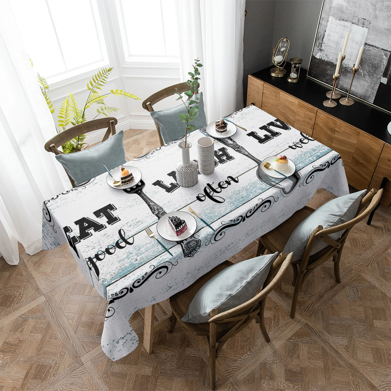Водонепроницаемая скатерть в стиле ретро для кухни вилки ложки древесины