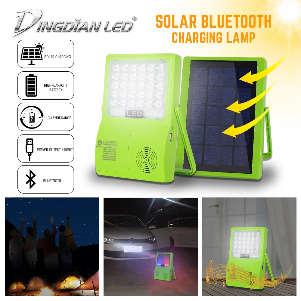 Prezzo Illuminazione Solare Esterna Lanterna Da Campeggio A LED Solare Ricarica Solare E Ricarica USB Altoparlante Bluetooth Powerbank DC5V Lampada Da Lavoro A LED