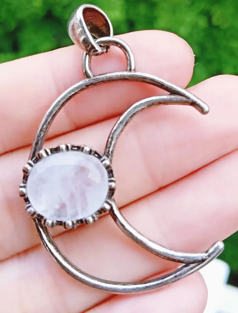 Природный Горный кварц драгоценный камень Луна бусина-подвеска энергия рейки