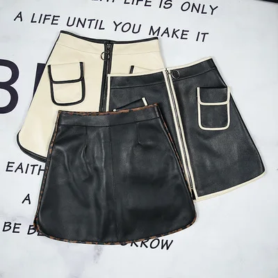 

2020 Women Spring Genuine Real Sheep Leather Skirt E51