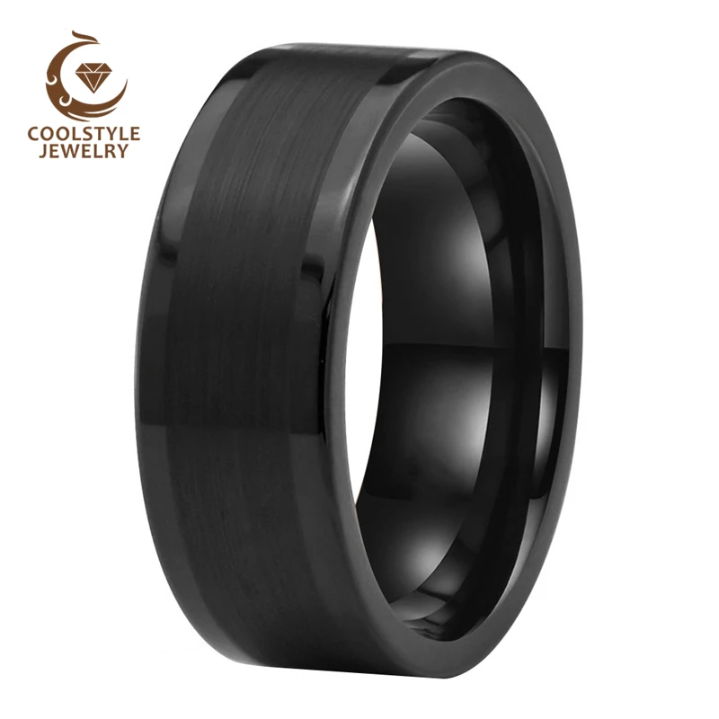 6 мм 8 Черный Мужской Перстень для женщин Вольфрам обручальное кольцо с