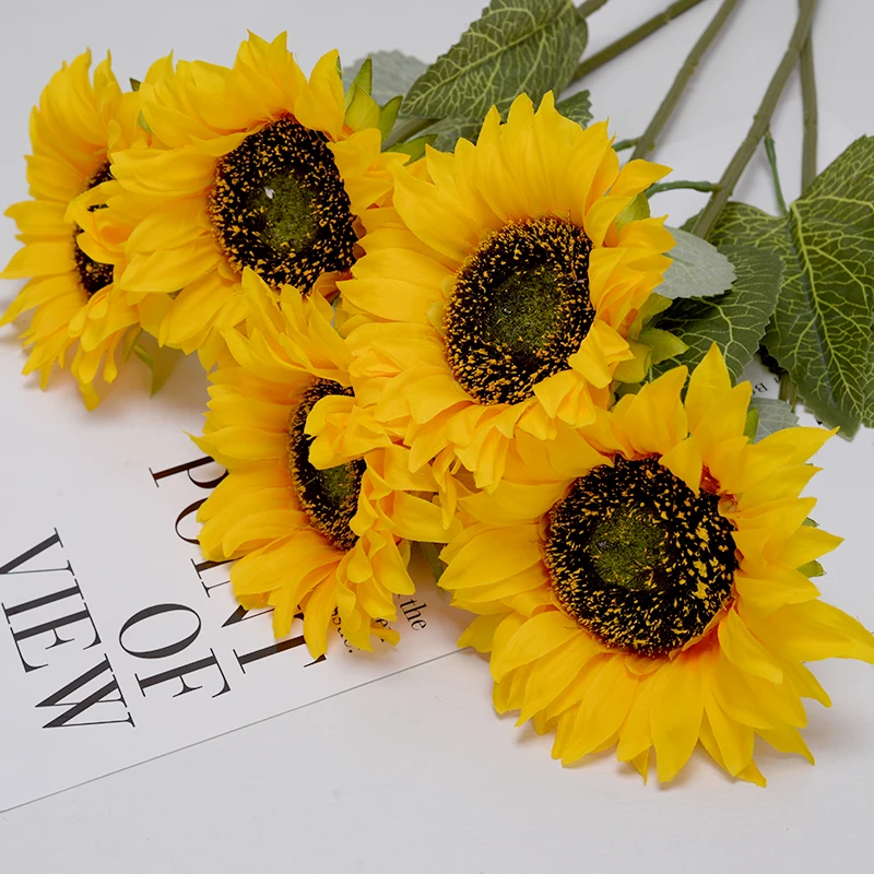

1Big Head Beautiful Yellow Sunflower Bouquet Silk Flower High Quality Artificial Flower DIY Home Garden Party Wedding Decoration