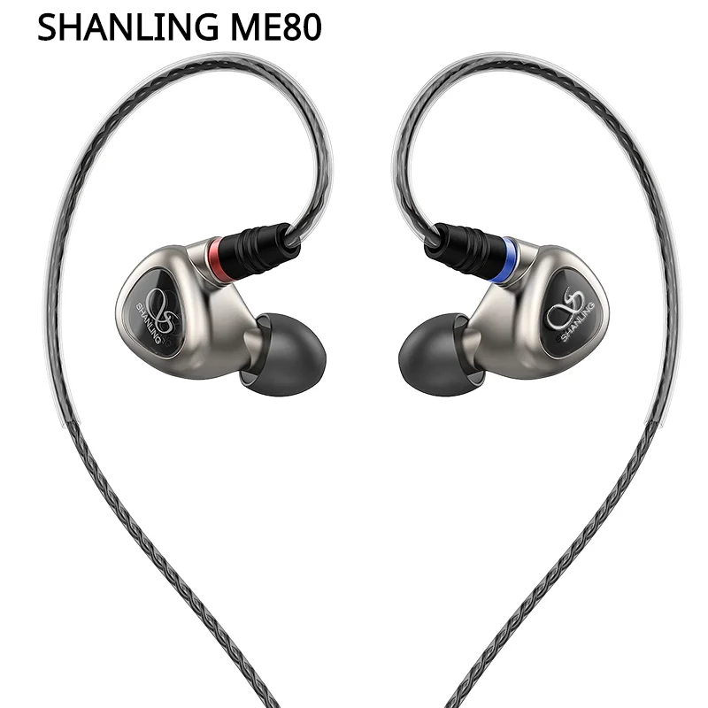 

SHANLING ME80 In-Ear Earphone Hi-Res Dual Dynamic Driver Earbuds with 24-Core OFC MMCX Detachable Cable Aluminnium Alloy Shell