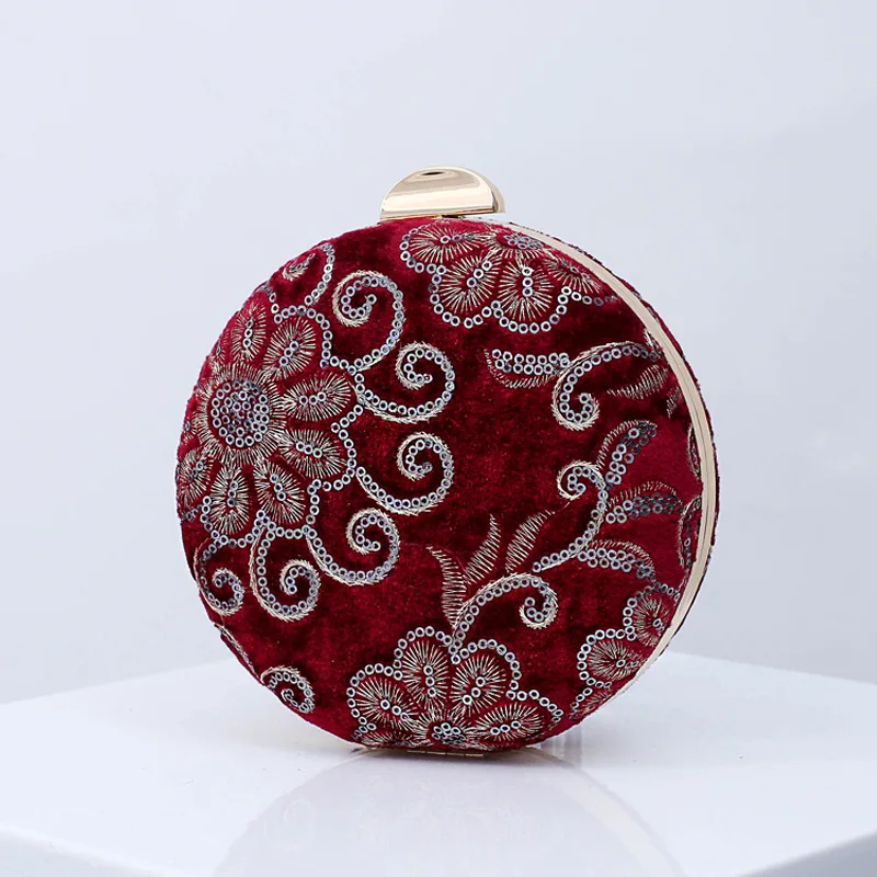 Велюровые вечерние сумки круглой формы клатч с цепочкой маленькие сумочки для