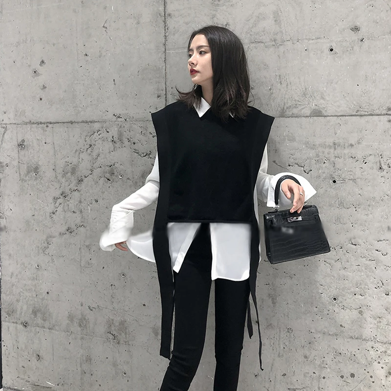 Новинка женский кашемировый вязаный жилет свободный модный свитер без рукавов с