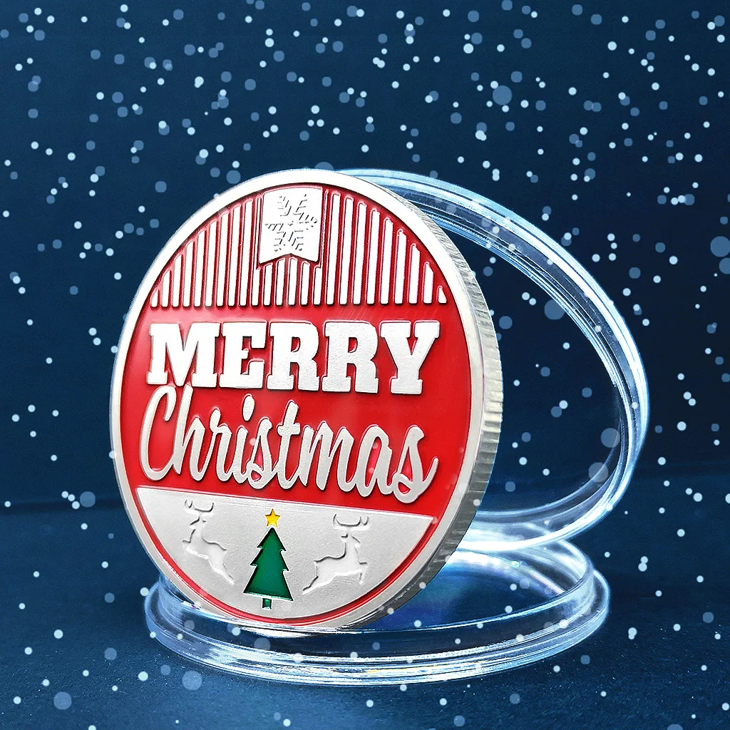 

Merry Christmas Collectible Silver Plated Souvenir Coin Creative Gift Santa Claus Collection Commemorative Coin