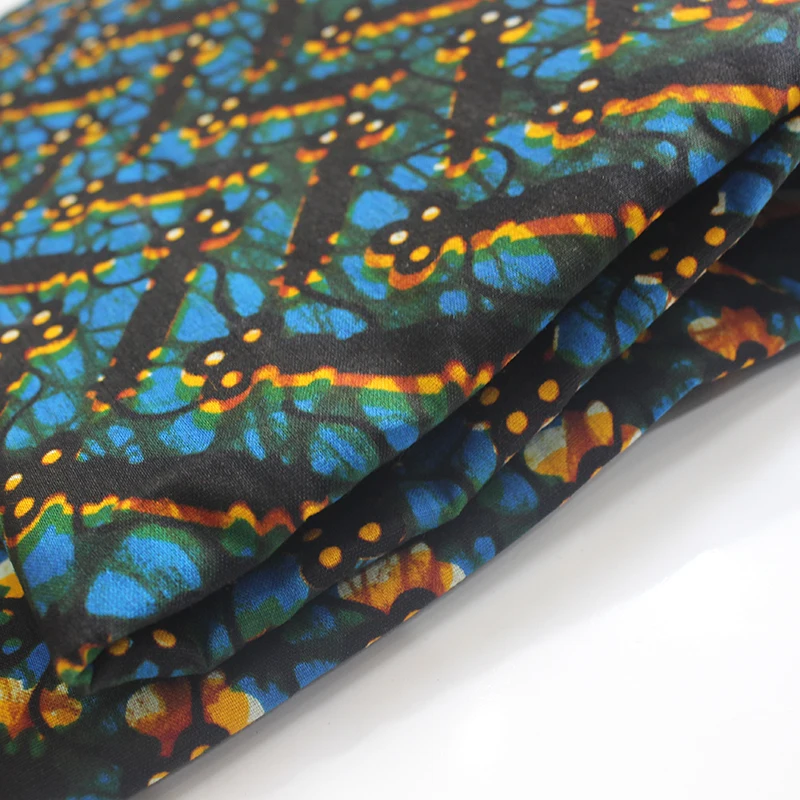 2019 Новая африканская ткань гарантирует Чистый хлопок сине-желтая с принтом для