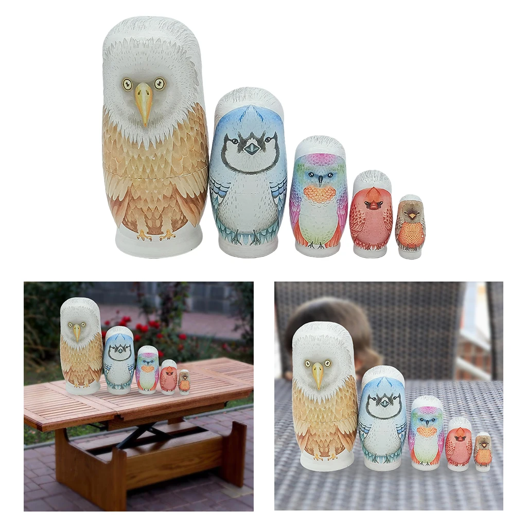 Owl Matryoshka Set Wooden Russian Nesting Dolls Home Decor Birthday Gift | Игрушки и хобби