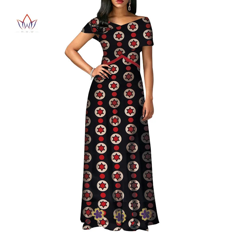 fashion African Dresses for Women Dashiki short sleeve Africa clothing Plus Size Patchwork Party Dresses for Women WY3924 - Цвет: 7