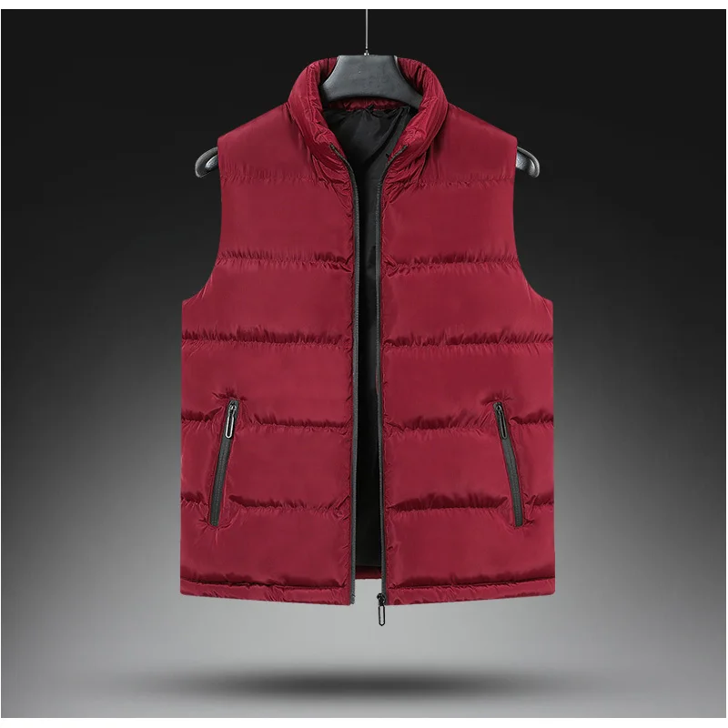 Autumn and winter men's fashion casual jacket men's padded jacket slim down cotton solid color plus fat waistcoat