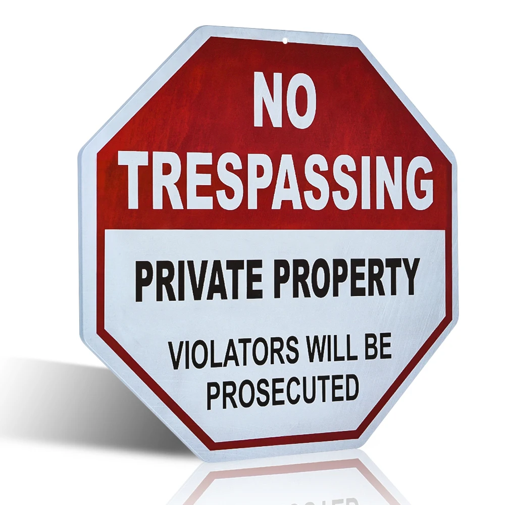 

No Trespassing Sign, Private Property, 12x12 Octagon Shaped Rust Free Metal, UV Printed, Easy to Moun