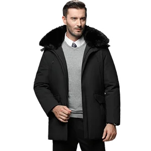 Новая русская зимняя мужская куртка брендовая белая куртка на утином пуху мужская с меховым воротником мужская ветровка Повседневная Деловая мужская длинная куртка 4XL