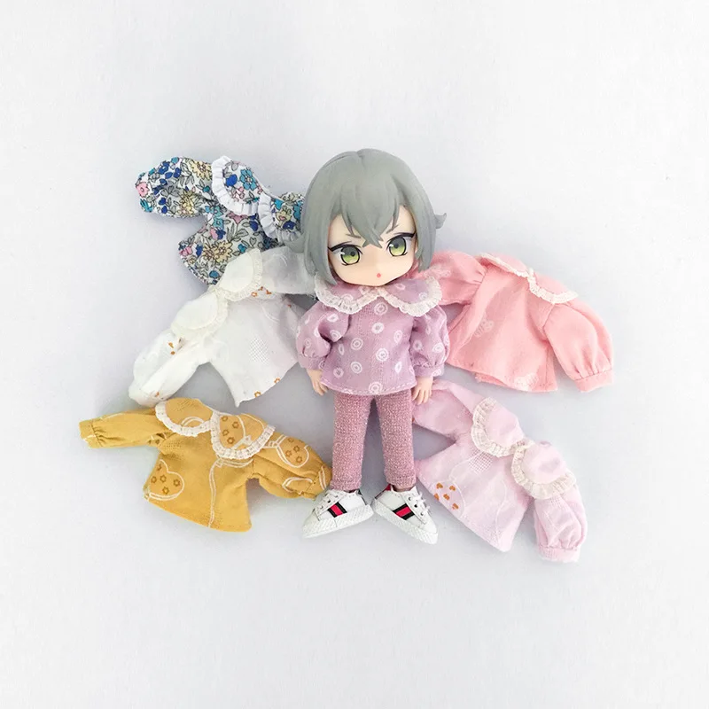 

Рубашка детская с длинным рукавом и цветочным воротником, Ob11, 1/12