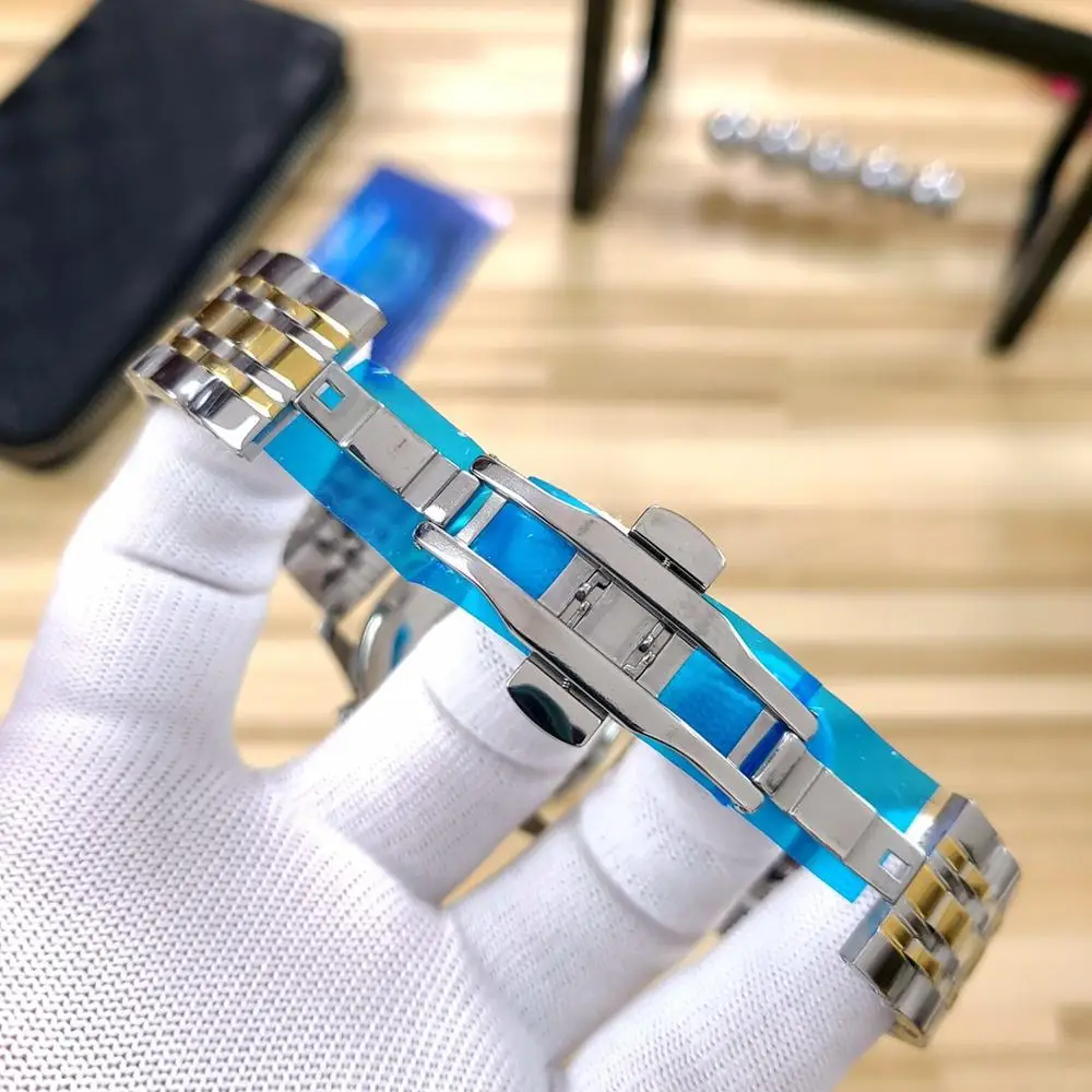 

New Automatic Mechanical Men Watch Silver Blue Stainless Steel Transparent Sapphire Glass AAA Glide Watches 157