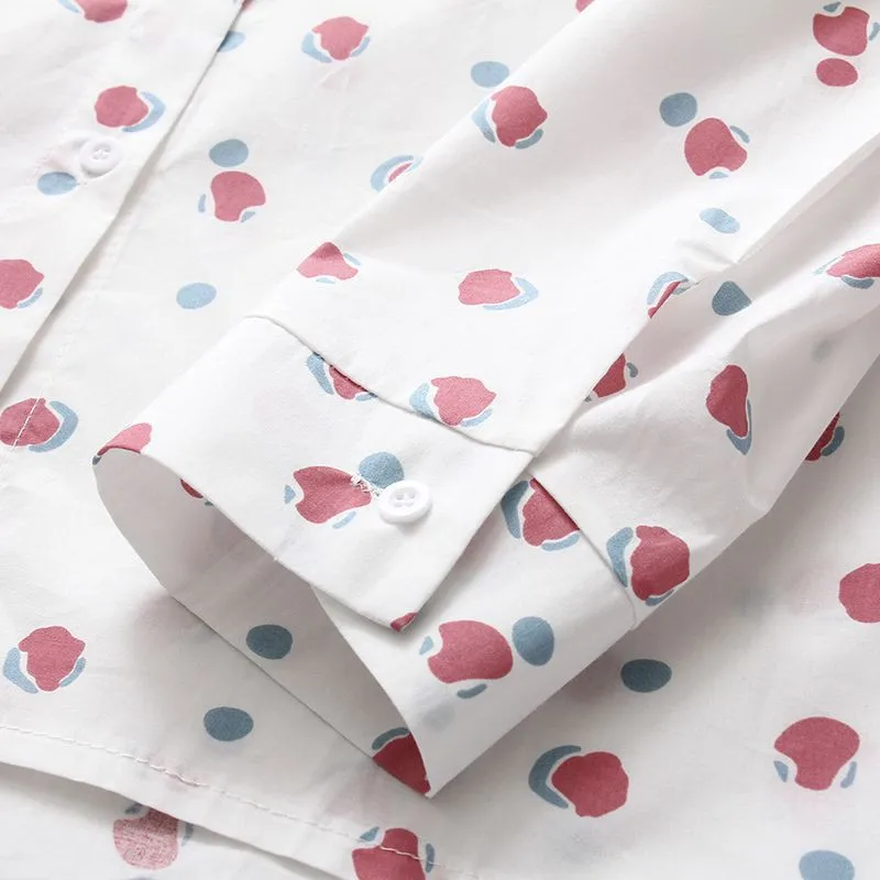 

EFINNY Fashion Women's Blouse Ladies Button Down Long Sleeve Printed Blouse Loose Casual Turn-down Collar Shirt Tops