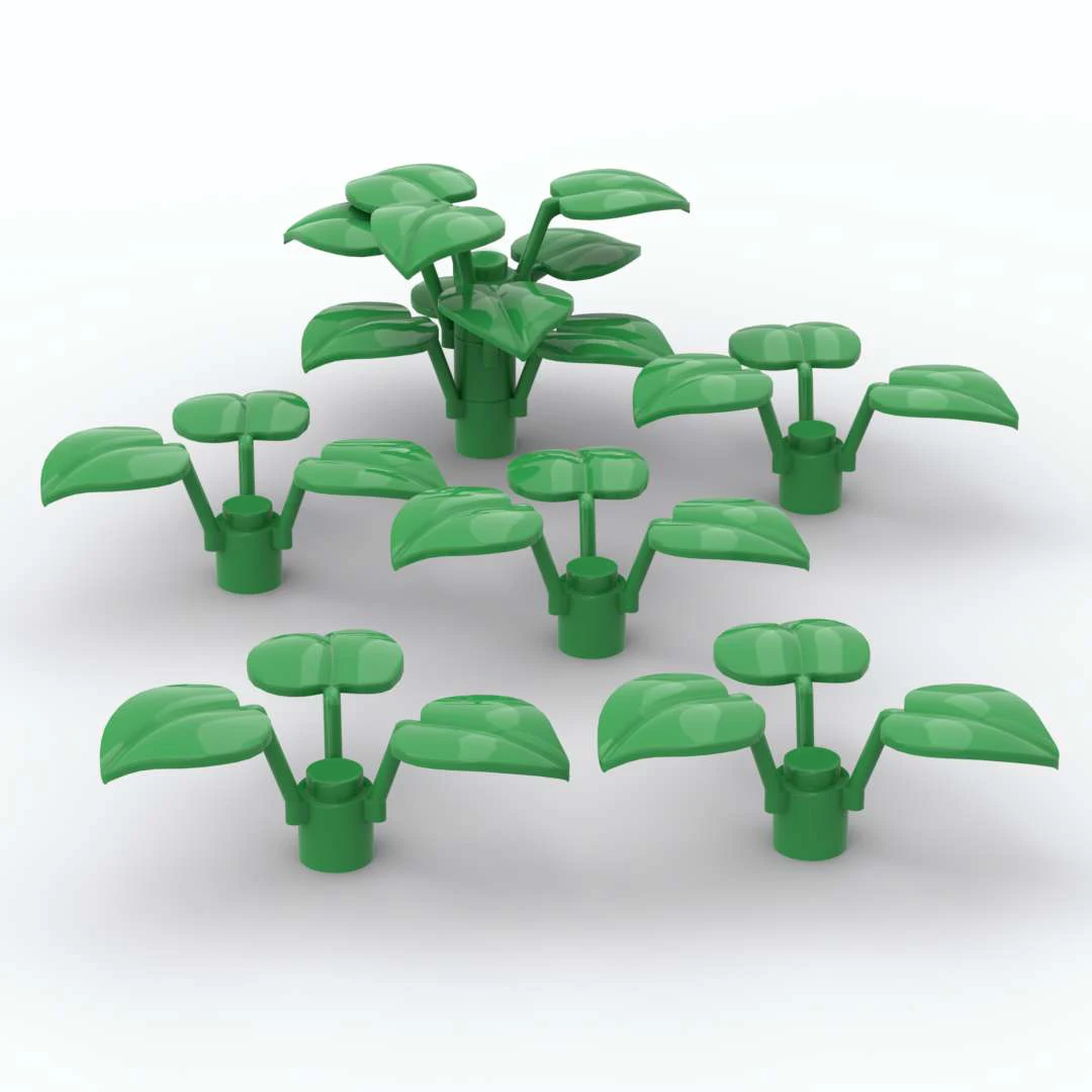 

48/96pcs MOC Bricks Toy 6255 Broadleaf Plant Flower Stem 1x1x2/3 with 3 Large Leaves Grass Building Blocks Flower Plants