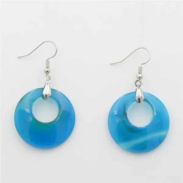 blue stripes agates Круглый полый круг серьги в виде капель с натуральными аметистами розового цвета с украшением в виде кристаллов бирюза камень тигровый глаз Для женщин ювелирные изделия подвеска и серьги-подвески - Окраска металла: blue stripes agates
