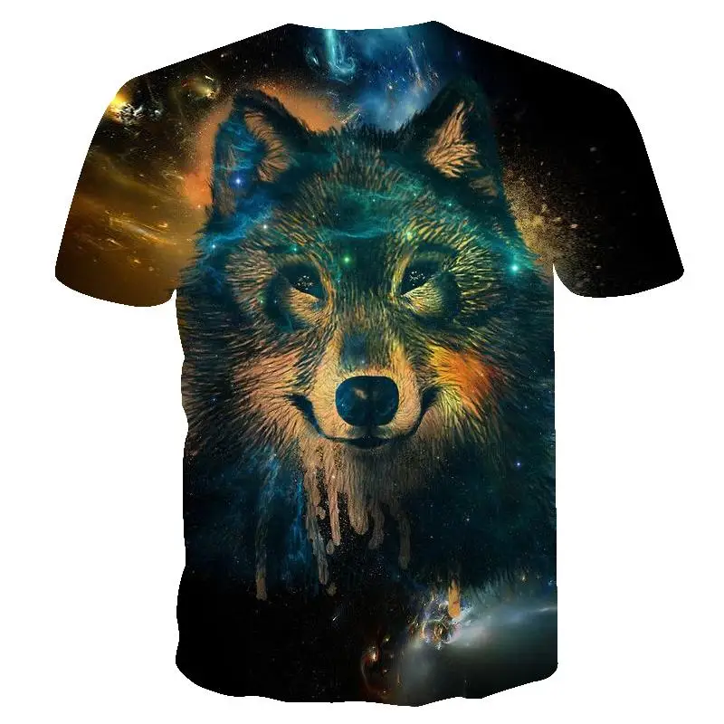 

2021 New Fashion T-shirt Men's Men's Breathable O-neck T-shirt Men's Casual Harajuku 3d Wolf Print Student Hip-hop Shirt