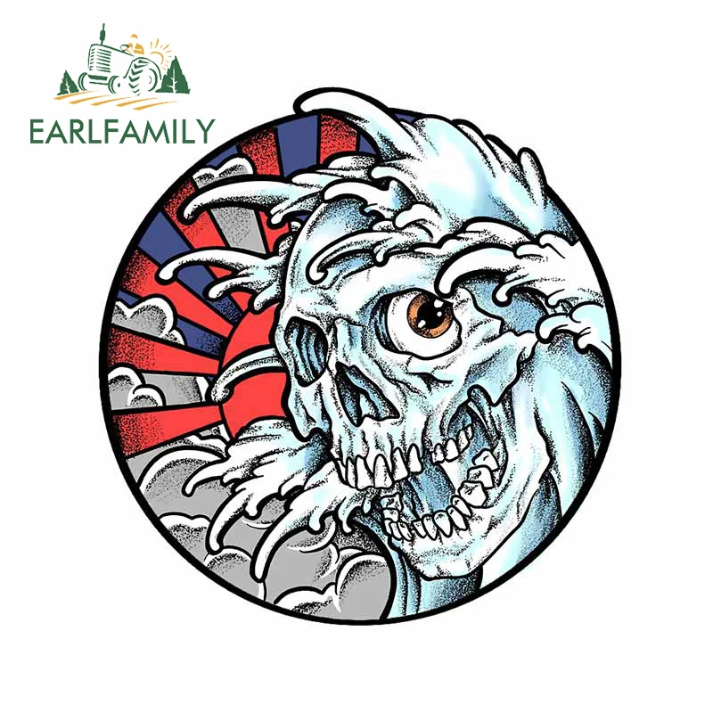 Наклейки для автомобиля EARLFAMILY 13см x 12,4см "Смерть волной" из винилового материала для декорирования лобового стекла, боковых окон кемперов и JDM SUV с защитой от царапин.