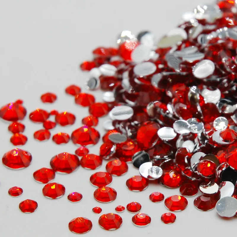 

5000pcs Mixed Sizes Light Siam Color Round Acrylic Non Hotfix Flatback Rhinestones Nail Art Stones For Wedding Clothing Decorate