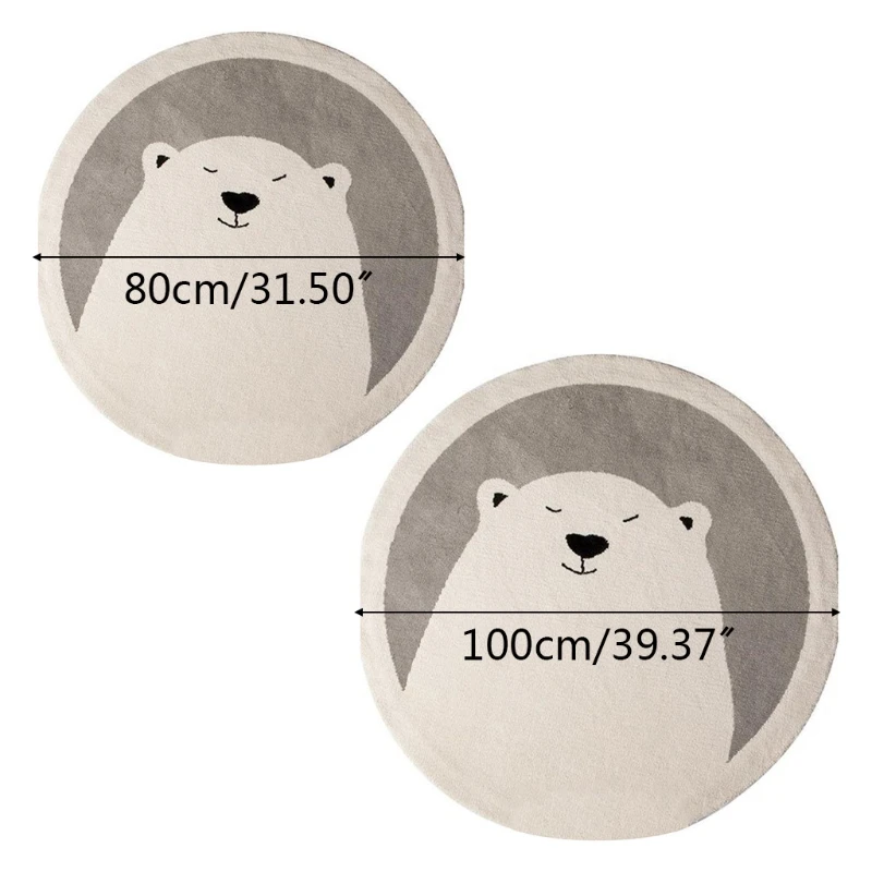 

50LE Baby Play Mat Crawling Carpet Kids Room Floor Rug Round Cartoon Bear Print Pad