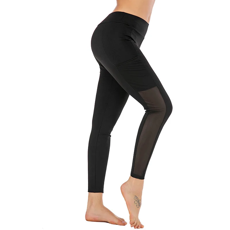 

Workout Gym Tight High Waist Sports Pants Women Anti-sweat Soft Fitness Yoga Leggings Pants Running Tights Pocket Pants NVYJ132