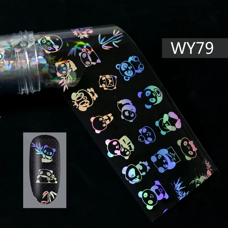 WY79 Foils Sticker 28 узоров голографические лазерные ногтевые переводные наклейки из фольги пламенный цветок Единорог Переводные картинки для ногтей украшения для дизайна ногтей - Цвет: WY79 Foils Sticker