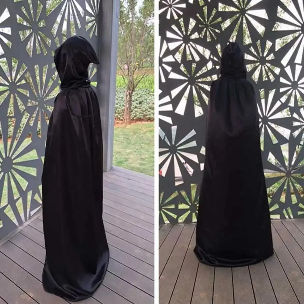 

Halloween Costume Adult Death Cosplay Costumes Black Black Scary Role Black Play Cloak Witch Long Cloak New Cosplay Hooded S8S3