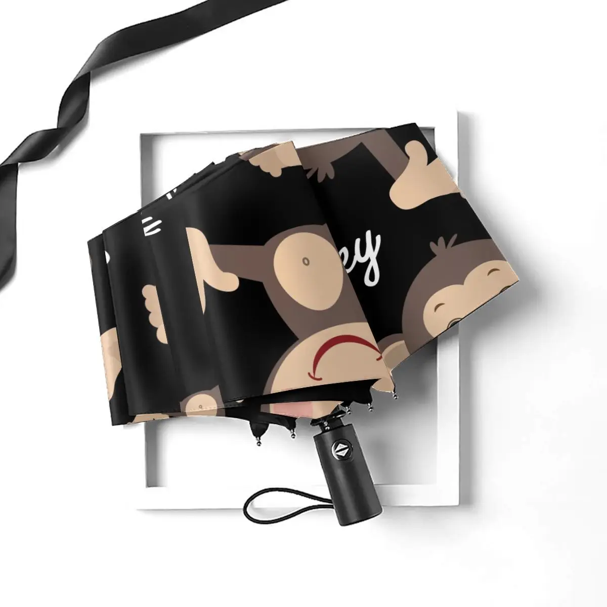 Comprare Ombrello Automatico Pioggia Donna Ombrello A Tre Pieghe Modello Scimmia Ombrello Antivento Ombrello Impermeabile Femminile