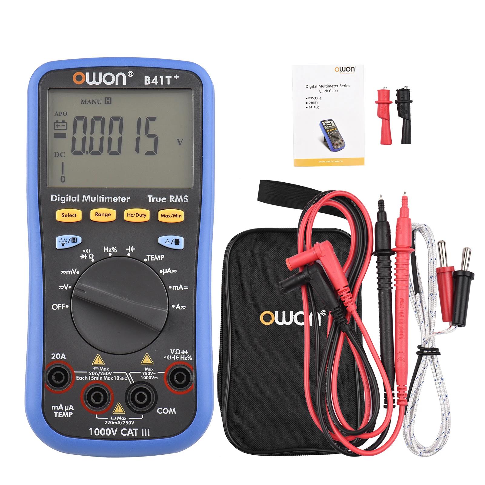 

OWON B41T+ Digital Backlight LCD Screen BT Multimeter with Offline Record 22000 Counts True RMS Auto-ranging Electrical Tester