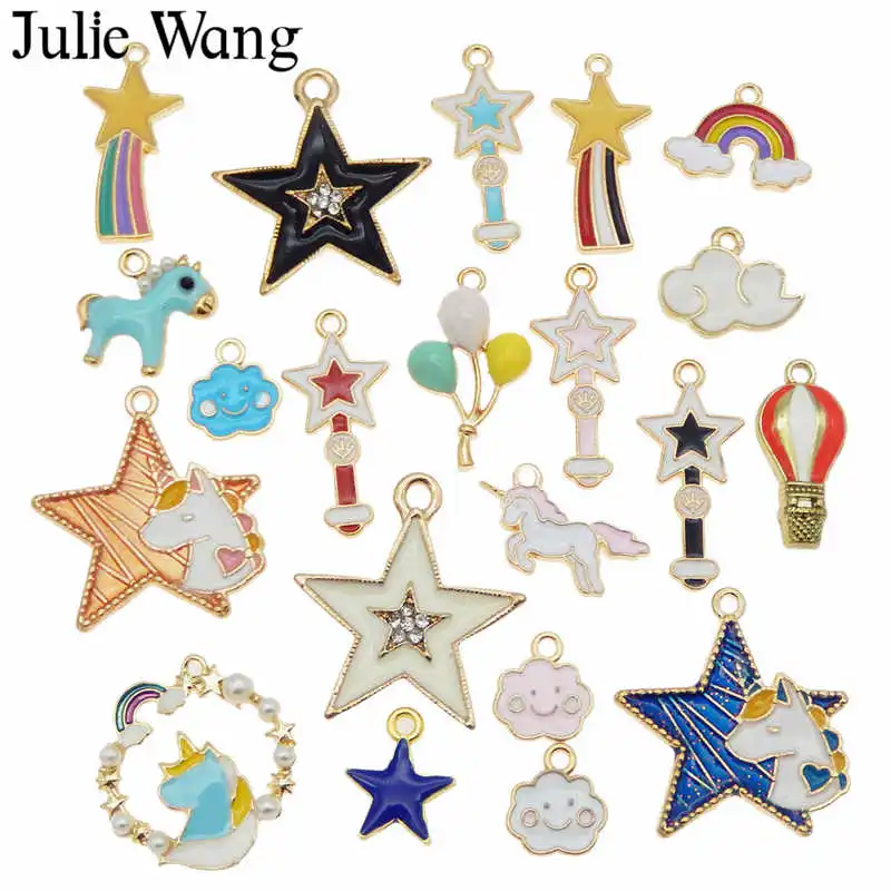 10 шт. эмалированные Подвески Julie Wang из сплава Случайные Смешанные звезды облако