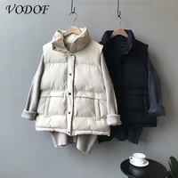 vodof 2021 ladies vest sleeveless vest winter warm plus size 2xl down cotton padded jacket women