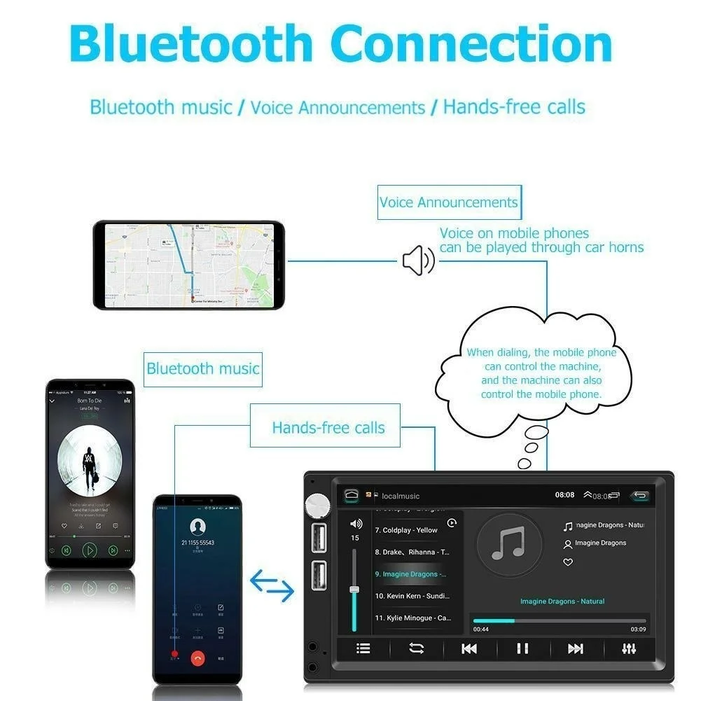 7&quot Android 8.1 2DIN Autoradio Stereo MP5 Player GPS Navi Touch BT WiFi Car Radio + Camera | Автомобили и мотоциклы