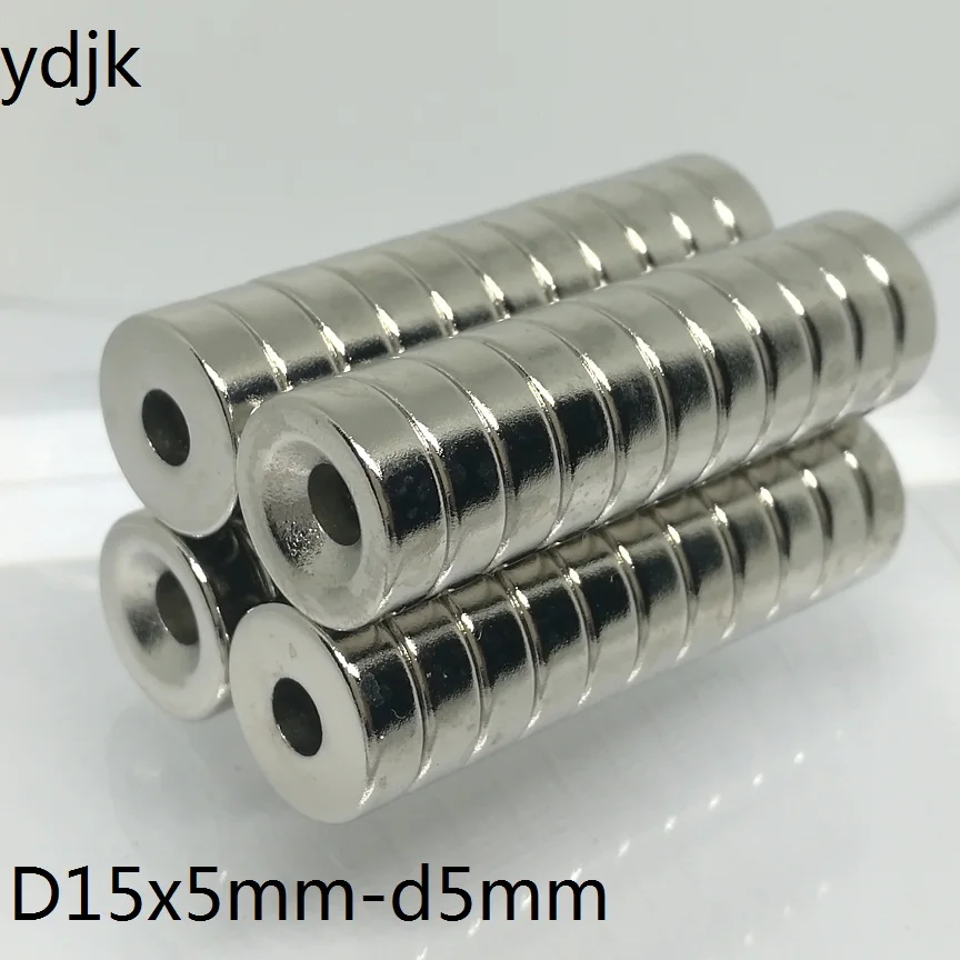 Дисковый магнит 50 шт./лот 15x5 отверстий D5 N38 сильный мм D с потайной магнитной