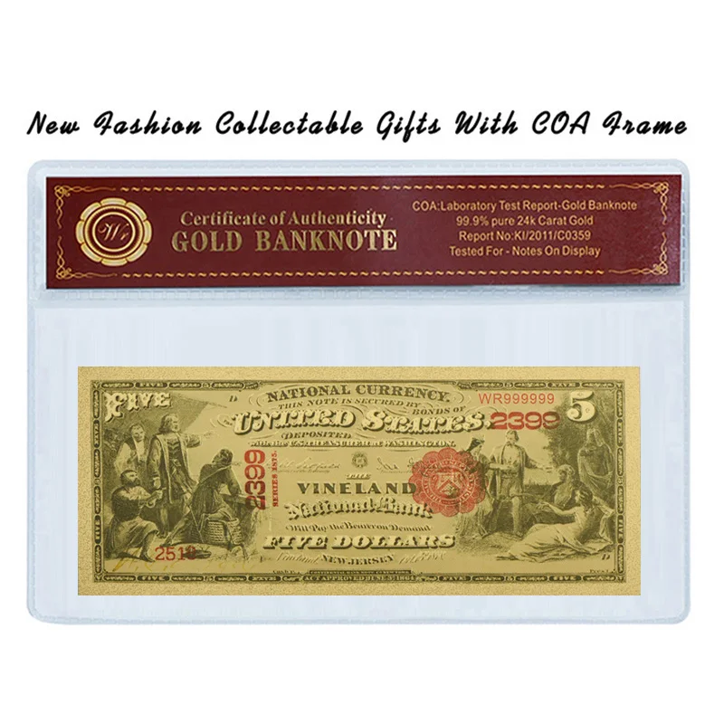 Цветная Золотая фольга для банкнот WR в американском стиле с рамкой из ПВХ 5