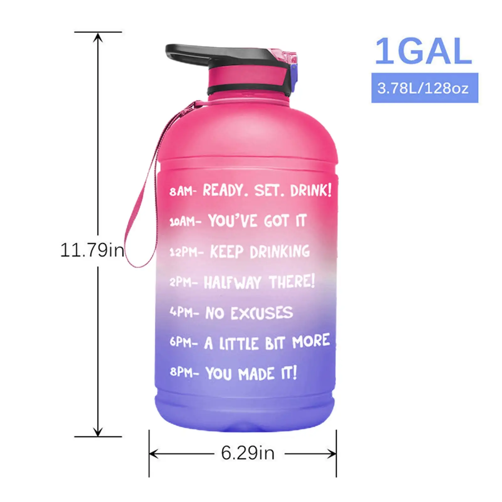 

3.78L 1 Gallon Water Bottle with Straw Clear Plastic Drinking Bottles GYM Tool Jug BPA Free Sports Cup